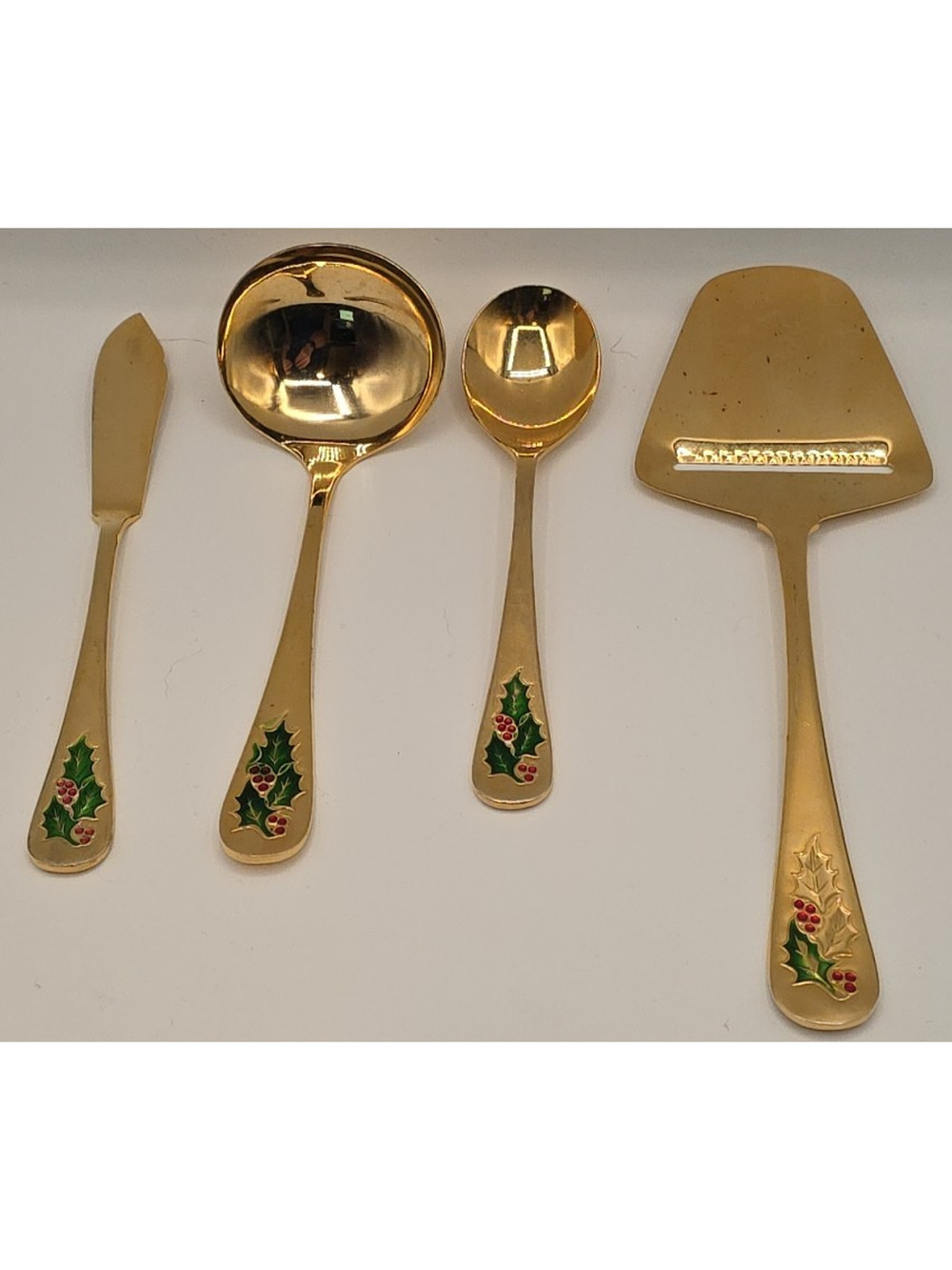 Vtg Hollyberry 4 Piece Serving Set Gold Tone No. 1006 JCPenney